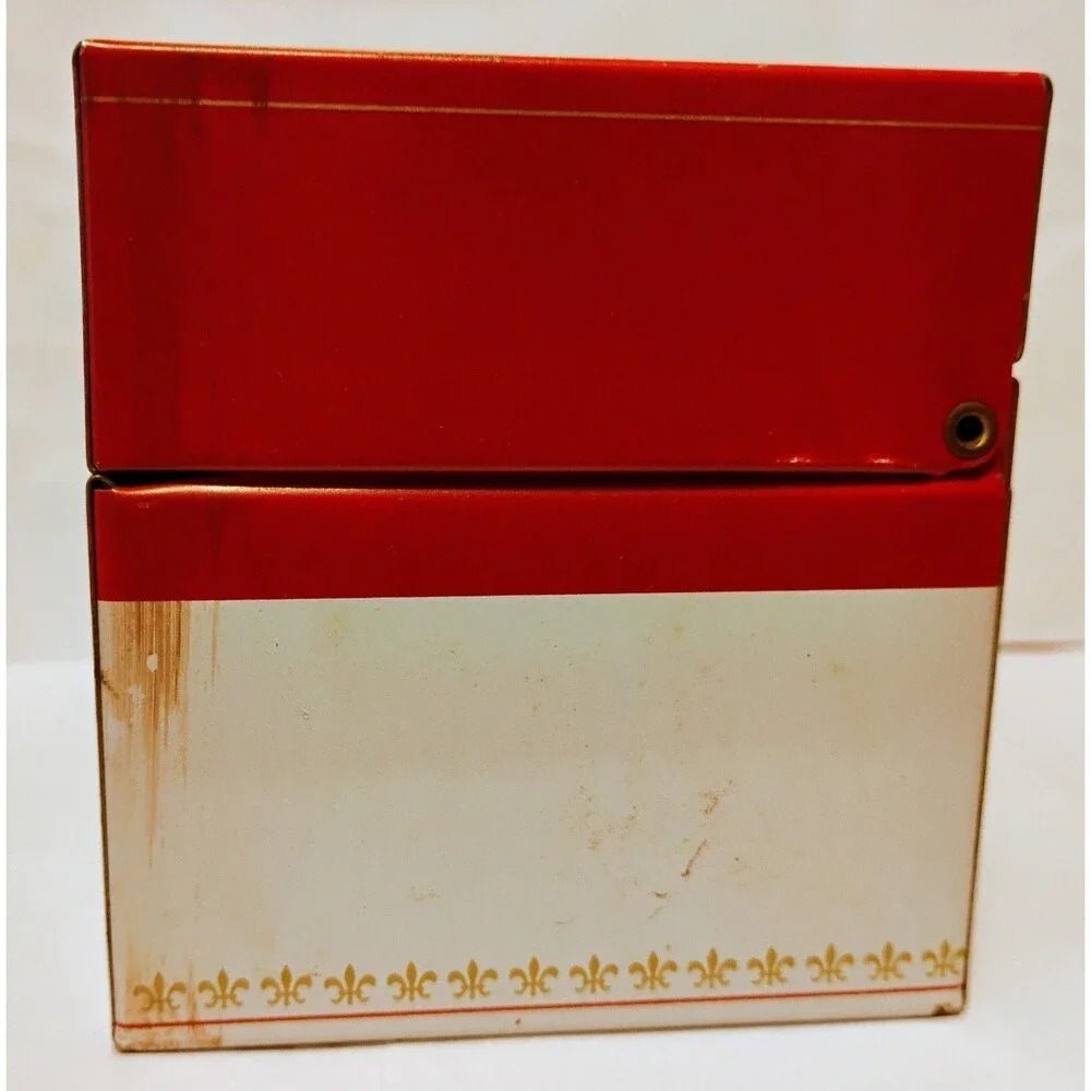 Vintage Campbell's Soup Recipe Box Metal Tin storage With Recipe Cards Vtg